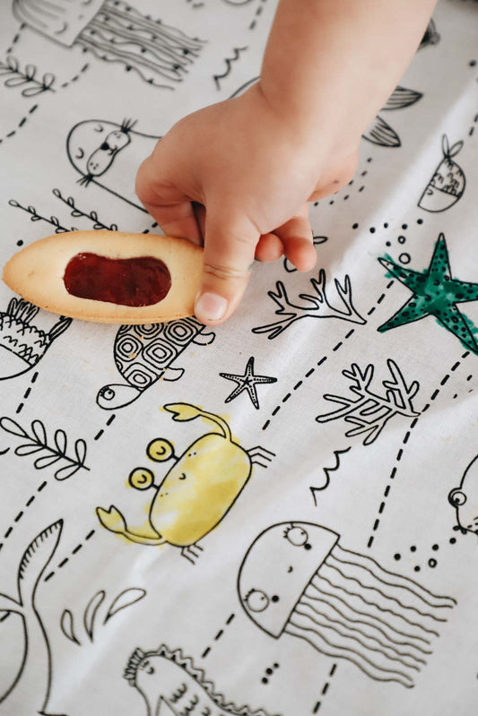 Coffret petite nappe à colorier + 12 feutres ultra lavables | Loulou des Bois