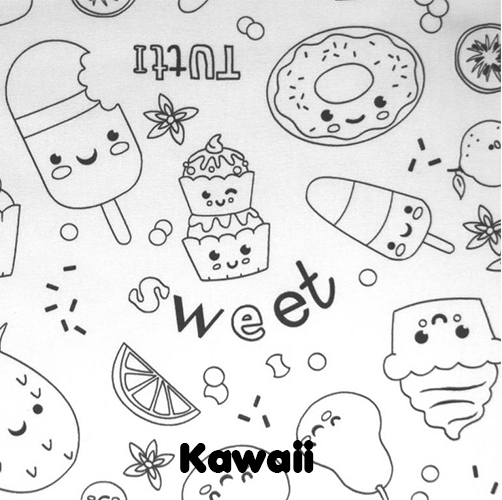 Set de table à colorier lavable —  Kawaii glaces et fruits | Loulou des Bois