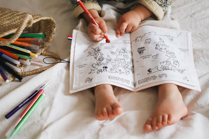 Cahier de coloriage lavable — Planisphère animaux | Loulou des Bois
