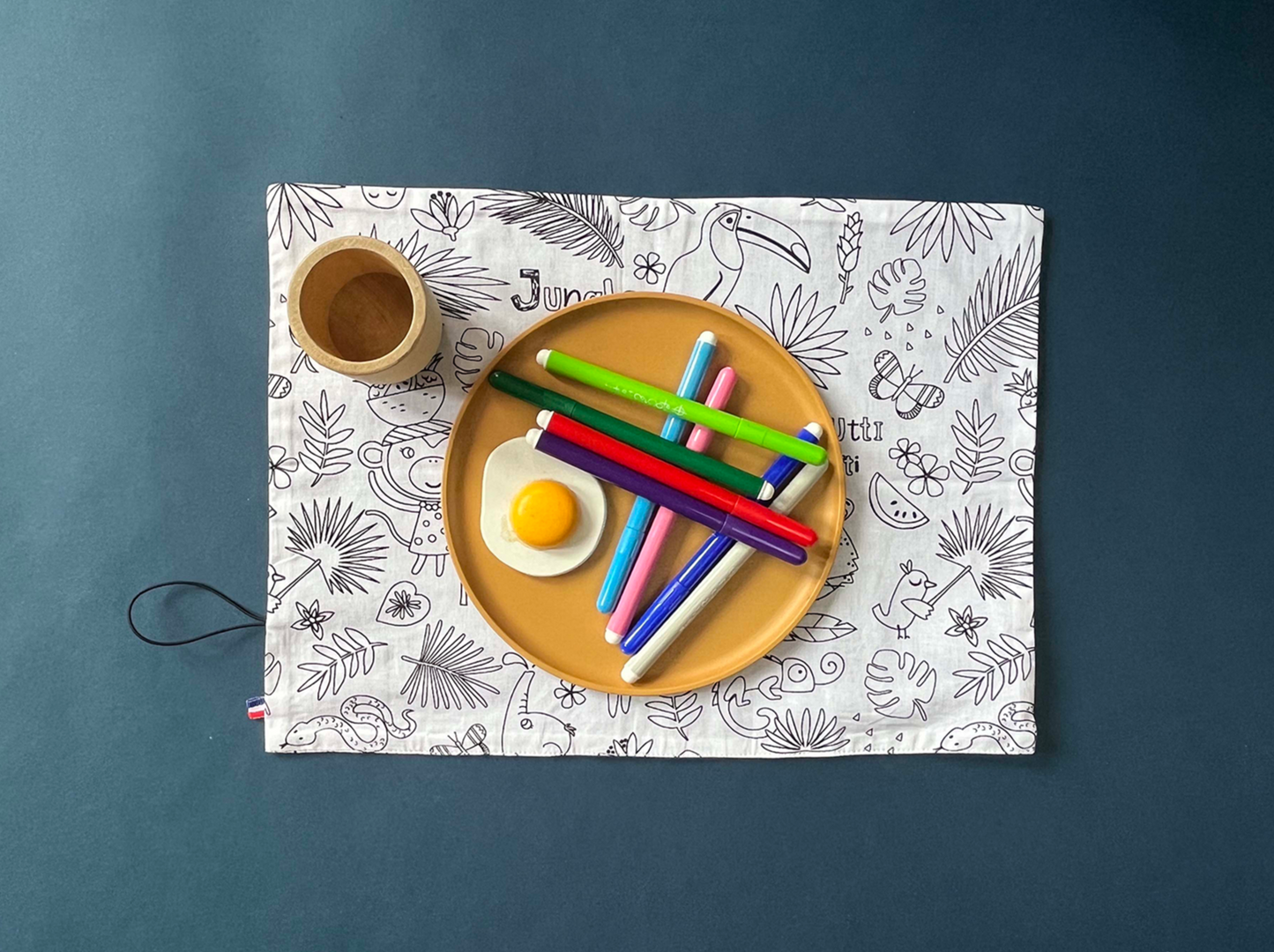 Set de table à colorier - coloriage lavable et réutilisable - Petit vichy Marine